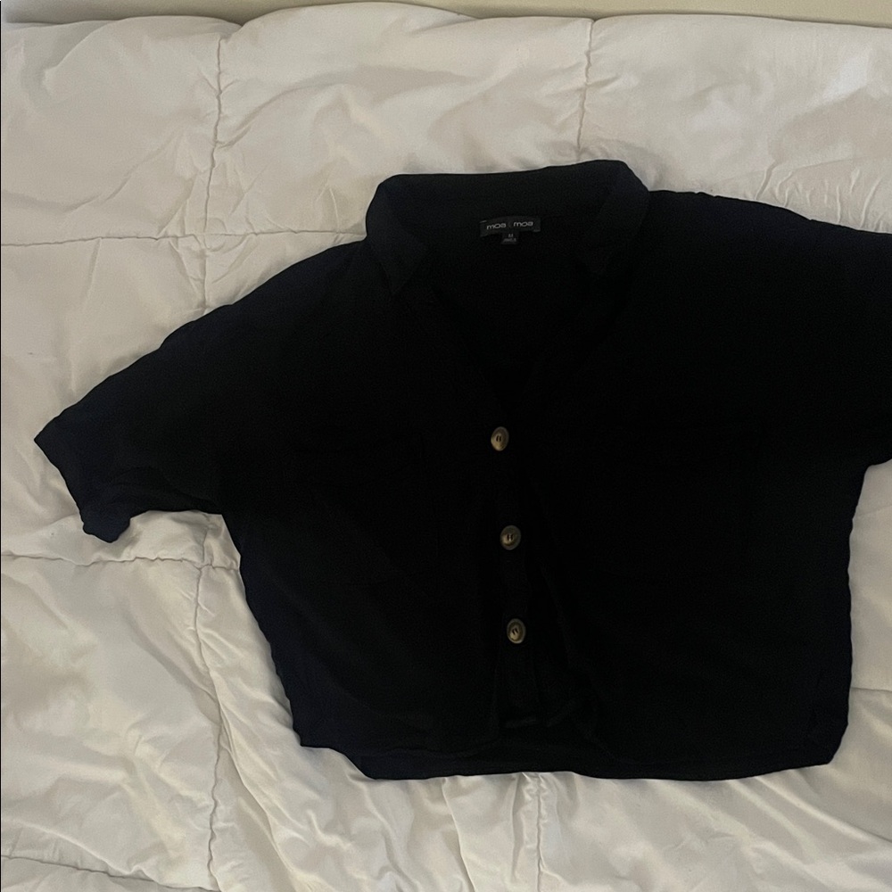 Moa Moa Black Button-Up Blouse